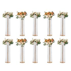 VEVOR 10PCS 35.43inchTall Crystal Wedding Flowers Stand, Luxurious Centerpieces Flower Vases Crystal Gold Vase Metal