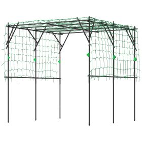 Garden Arch Trellis, 7.3 FT Tall Metal Plant Trellis Support With Climbing Net, Cucumber Trellis For Vegetables, Black (Color: Black)