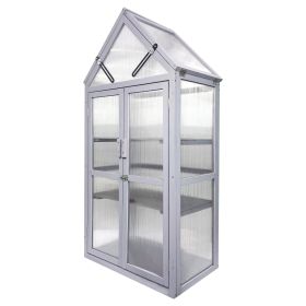 Mini Greenhouse Kit - Outdoor Small Green House, Wood, Plant Stand For Indoor Garden & Patio Balcony (Option: Gray)
