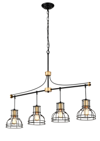 Dining Room Light Fixture Chandelier Over Table, 40-Inch Hanging For Farmhouse Linear Chandeliers,4-Light Kitchen Island Lighting,Matte Black And (Option: Matte Black)