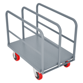 Steel Panel Truck, Heavy Duty Drywall Cart Lumber Cart Platform Truck Flat Cart, 2000lbs, 6 Swivel Brake Casters, With 3 Side Handrails  36 X 24 (Color: Grey)