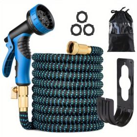 Amazingforless  Water Hose Upgraded Leakproof Lightweight No-Kink Garden Hose Flexible Expanding Water Hose Black Blue (Option: 100FT)