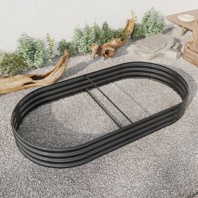 Oval Metal Raised Garden Bed For Plants, Vegetables  Flowers (Color: Black)