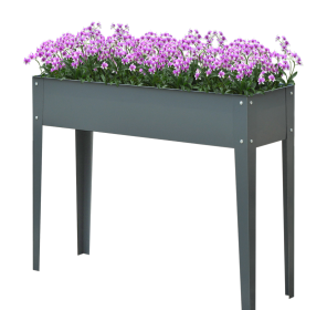 Metal Raised Garden Bed Planter Box 40 X 12 X 32 Dark Grey Durable Outdoor Gardening Solution (Color: Black)