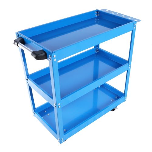 Tool Cart On Wheels, 3 Tier Rolling Mechanic Tool Cart, Heavy Duty Steel Utility Cart W Lockable Whe