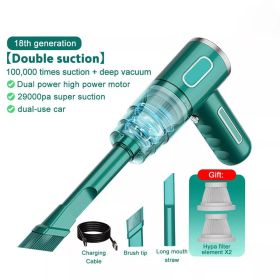 Cordless Hand-Held Vacuum Cleaner Mini Portable Car Auto Home Wireless Handheld Vacuum Cordless, Portable Car Vacuum Cleaner With Powerful Suctio (Color: Green)