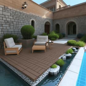 Plastic Interlocking Deck Tiles,44 Pack Patio Deck Tiles,12x12 Square Waterproof Outdoor All Weather Use, Outdoor And Indoor Patio Decking Tiles (Option: Style8)