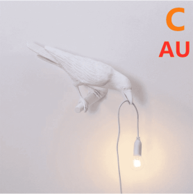 Creative Auspicious Bird Resin Wall Lamp Decoration (Option: White-C-AU)