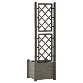 vidaXL Garden Planter with Trellis 16.9"x16.9"x55.9" PP Anthracite (Option: as picture)