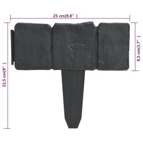 vidaXL Plastic Garden / Lawn Fence Stone Look 41 pcs 10 m (Option: as picture)