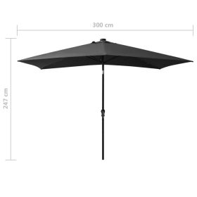 vidaXL Garden Parasol with LEDs and Steel Pole Anthracite 2x3 m (Option: as picture)
