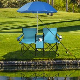 Portable Folding Picnic Double Chair With Umbrella (Option: as picture)