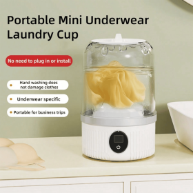 Portable Mini Washing Machine USB Rechargeable Travel Washer For Baby Clothes Underwear Socks Compact Foldable For RV Dorm Camping (Color: White)