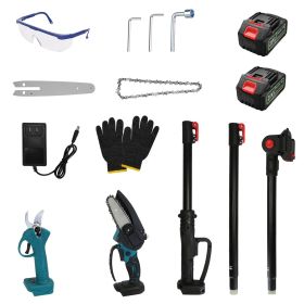 4 In 1 Cordless Pruning Shear And Electric Chainsaw With Max 5.5FT Extension Poles 4in Or 6in Pole Saw SK5 Blade Brushless Pruning Shear With 2Pc (Color: Blue)