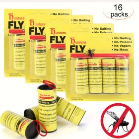 16 Pack Indoor And Outdoor Fly Traps, Sticky Fly Paper Strips, Fruit Fly Strips, Fly Tape, Fruit Fly Gnat Traps, Household Indoor Fly Traps, Doub (Option: 16PCS)