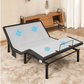 Ergonomic Queen Size Adjustable Bed, Zero Gravity Base For Stress Management Head And Foot Incline, Wireless Remote Control, Massage, Under Bed N (Color: Grey)