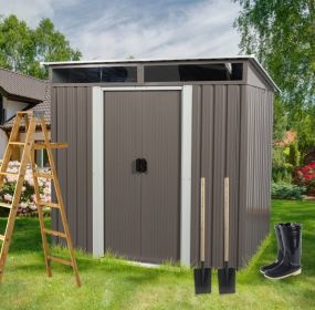 6ft X 5ft Outdoor Metal Storage Transparent Plate (Color: Grey)