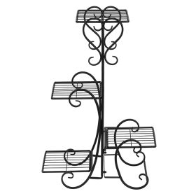 Square Potted Slot, Metal Plant Stand - Black (Color: Black)