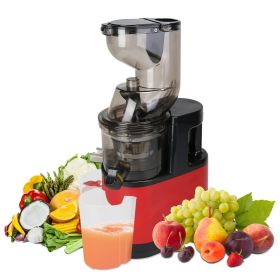 1Pc Cold Press Juicer Machine 300W Electric Slow Masticating Juicer For Whole Vegetable And Fruit With Reverse Function 2 Containers Cleaning Bru (Color: Red)