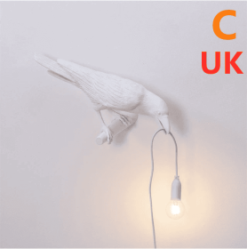 Creative Auspicious Bird Resin Wall Lamp Decoration (Option: White-C-UK)