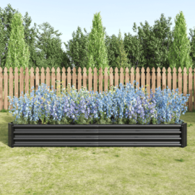 Raised Garden Bed Kit - Metal Raised Bed Garden 7.6x3.7x0.98ft For Flower Planters, Vegetables Herb Black (Color: Black)