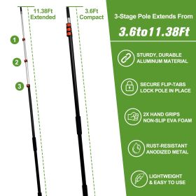 Picker With Telescoping Extension Pole, Reach Aluminium Telescoping Pole, Telescopic Fruit Tree Picker Tool For Picking Orange Mango Avocado Lemo (Option: 12FT)