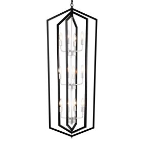 12-Light Farmhouse Kitchen Chandeliers, Matte Black And Sliver Vintage Rustic Cage Light Fixture Adjustable Height Chandeliers For Dining Room Ha (Option: Matte Black)