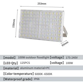 LED Floodlights, Outdoor Waterproof Industrial Workshops, Factory Buildings, Outdoor Lighting, Courtyards, Exploratory Streetlights, Ultra Bright (Option: 100W)