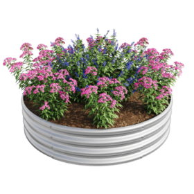 47.24x11.4 Tall Round Raised Garedn Bed,Metal Raised Beds For Vegetables, Outdoor Garden Raised Planter Box,Patio Planter Raised Beds For Flowers (Color: Silver)