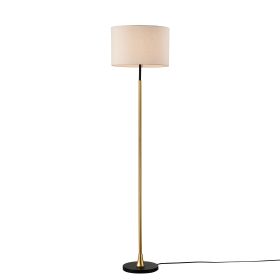 Floor Lamp For Living Room With Beige Lampshade, Standing Lamp Tall Industrial Floor Lamp Reading For Bedroom, Office No Included Bulb -Matte Bla (Color: Gold)