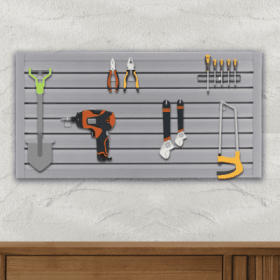 PVC Slat Wall Panels , 4ft X 2ft Garage & Home Storage System , Heavy Duty Interlocking Design , Graphite Finish , 8 Sqft Coverage (Option: Gray)