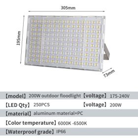 LED Floodlights, Outdoor Waterproof Industrial Workshops, Factory Buildings, Outdoor Lighting, Courtyards, Exploratory Streetlights, Ultra Bright (Option: 200W)