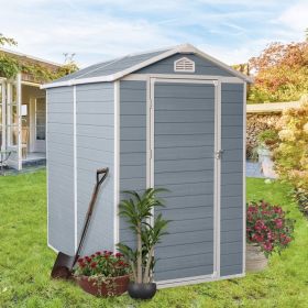 6x4ft Resin Outdoor Storage Shed Kit-Perfect To Store Patio Furniture,Grey (Color: Grey)