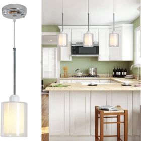 Glass Pendant Light, Modern Pendant Lighting For Kitchen Island, Farmhouse Mini Pendant Lamp With Chrome Nickel Adjustable For Dining Room, Sink, (Color: White)