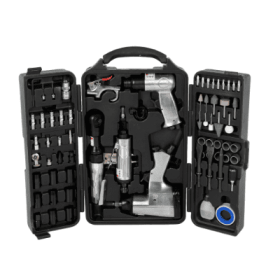 71 Piece Air Tool And Accessories Kit, Impact Wrench, Air Ratchet, Die Grinder, Aire Hammer, Hose Fittings, Storage Case (Option: Black and Silver)