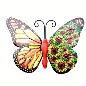 1pc/4pcs, Metal Butterfly Wall Art Decor, 3D Outdoor Sculpture Iron Outdoor Hanging Decor Ornaments, Metal Hand-made Butterfly Wall Art (Style: Orange)