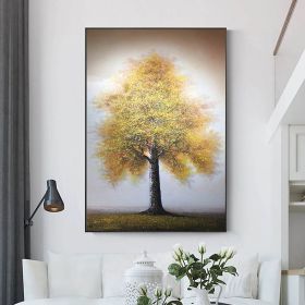 Hand Painted Oil Painting Original Tree Painting on Canvas Large Abstract Gold Big Tower Tree Landscape Acrylic Oil Painting Modern Living Room W (Style: 01, size: 60X90cm)