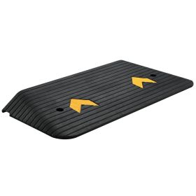 Upgraded 3inch Natural Rubber Threshold Ramp - Heavyduty Anti Slip Design With Single Drain Sink Supports Up To 33000 Pounds, Not Available On We (Color: Black)