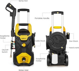 Anvite Electric High Pressure Washer 2300PSI Portable Home Garden High Pressure Cleaner With Four Nozzles And Foam Spray Gun (Option: Black and yellow)